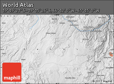 Physical Map of the Area around 19° 32' 24" S, 66° 13' 29" W