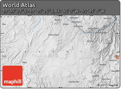 Physical Map of the Area around 19° 32' 24" S, 66° 13' 29" W