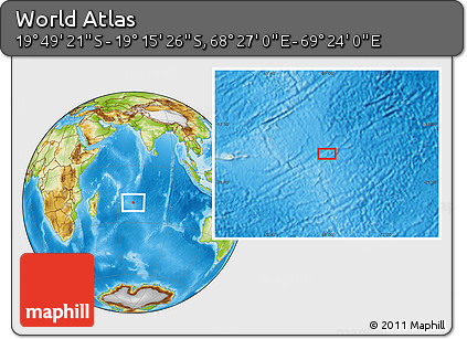 Physical Location Map of the Area around 19° 32' 24" S, 68° 55' 30" E