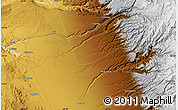 Physical Map of the area around 19° 32' 24" S, 69° 37' 30" W