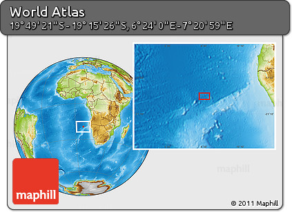 Physical Location Map of the Area around 19° 32' 24" S, 6° 52' 30" E