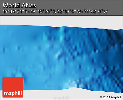 Shaded Relief 3D Map of the Area around 19° 32' 24" S, 72° 10' 30" W
