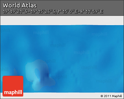 Physical 3D Map of the Area around 19° 32' 24" S, 7° 43' 29" E