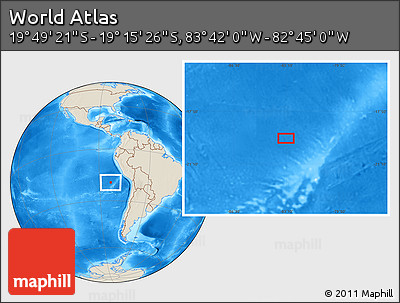 Shaded Relief Location Map of the Area around 19° 32' 24" S, 83° 13' 29" W