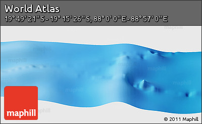 Physical Panoramic Map of the Area around 19° 32' 24" S, 88° 28' 29" E