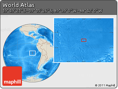 Shaded Relief Location Map of the Area around 19° 32' 24" S, 89° 10' 30" W