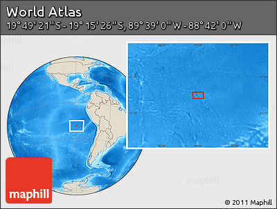 Shaded Relief Location Map of the Area around 19° 32' 24" S, 89° 10' 30" W