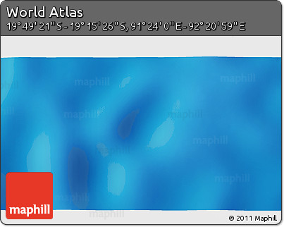 Physical 3D Map of the Area around 19° 32' 24" S, 91° 52' 30" E