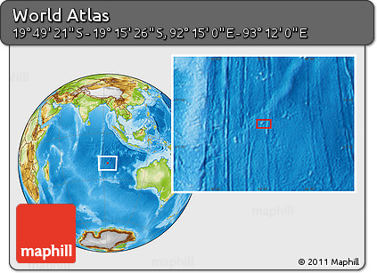 Physical Location Map of the Area around 19° 32' 24" S, 92° 43' 29" E