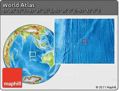Physical Location Map of the Area around 19° 32' 24" S, 92° 43' 29" E
