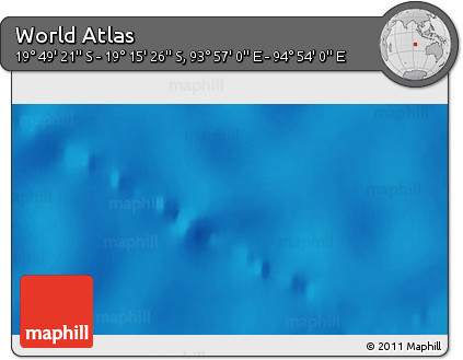 Shaded Relief 3D Map of the Area around 19° 32' 24" S, 94° 25' 30" E