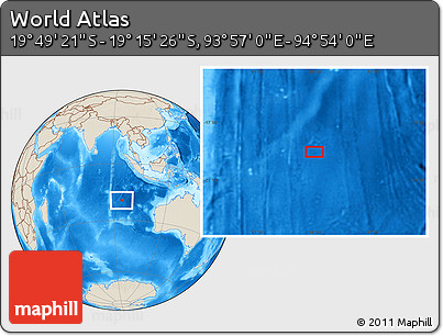 Shaded Relief Location Map of the Area around 19° 32' 24" S, 94° 25' 30" E