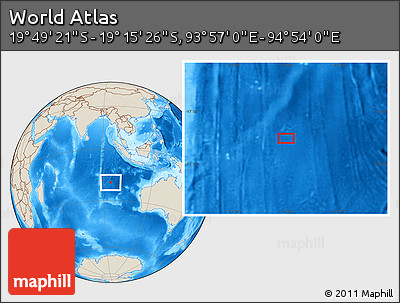 Shaded Relief Location Map of the Area around 19° 32' 24" S, 94° 25' 30" E