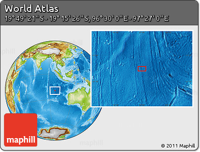 Physical Location Map of the Area around 19° 32' 24" S, 96° 58' 29" E