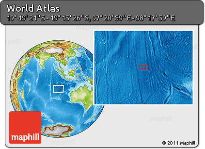 Physical Location Map of the Area around 19° 32' 24" S, 97° 49' 29" E