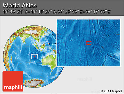 Physical Location Map of the Area around 19° 32' 24" S, 97° 49' 29" E