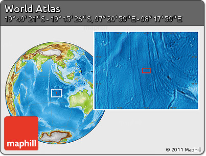 Physical Location Map of the Area around 19° 32' 24" S, 97° 49' 29" E