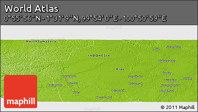 Physical Panoramic Map of the Area around 1° 13' 33" N, 100° 22' 30" E