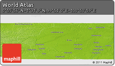 Physical Panoramic Map of the Area around 1° 13' 33" N, 100° 22' 30" E