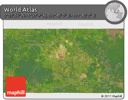 Satellite 3D Map of the Area around 1° 13' 33" N, 101° 13' 29" E