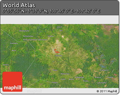 Satellite 3D Map of the Area around 1° 13' 33" N, 101° 13' 29" E