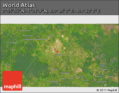 Satellite 3D Map of the Area around 1° 13' 33" N, 101° 13' 29" E