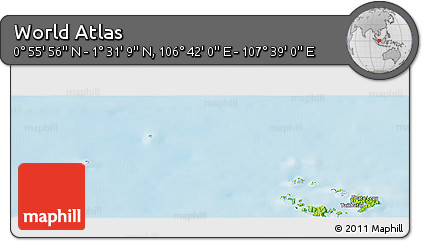 Physical Panoramic Map of the Area around 1° 13' 33" N, 107° 10' 30" E