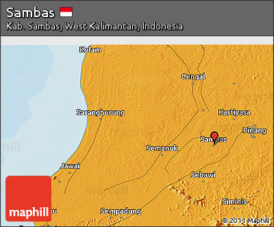 Political 3D Map of Sambas
