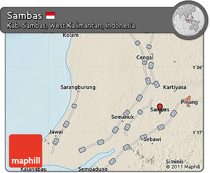 Shaded Relief Map of Sambas