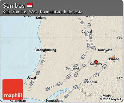 Shaded Relief Map of Sambas