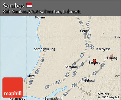 Shaded Relief Map of Sambas