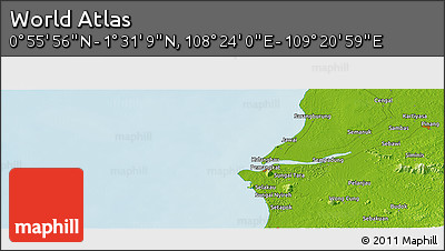 Physical Panoramic Map of the Area around 1° 13' 33" N, 108° 52' 30" E