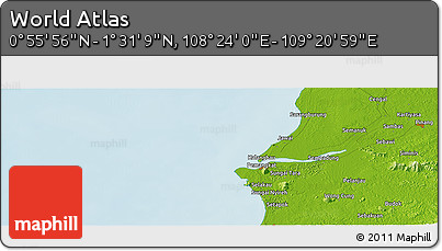 Physical Panoramic Map of the Area around 1° 13' 33" N, 108° 52' 30" E