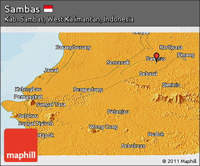 Political Panoramic Map of Sambas
