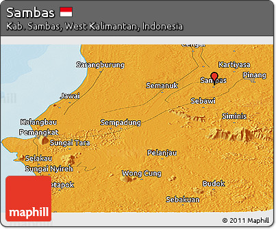 Political Panoramic Map of Sambas