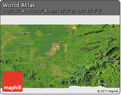 Satellite 3D Map of the Area around 1° 13' 33" N, 109° 43' 29" E