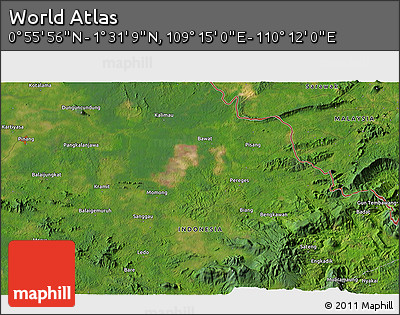 Satellite 3D Map of the Area around 1° 13' 33" N, 109° 43' 29" E