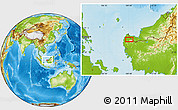 Physical Location Map of the area around 1° 13' 33" N, 109° 43' 29" E