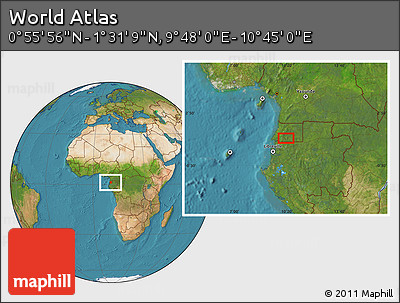 Satellite Location Map of the Area around 1° 13' 33" N, 10° 16' 30" E