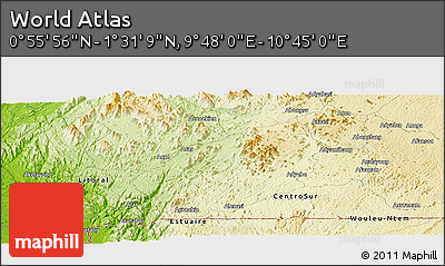 Physical Panoramic Map of the Area around 1° 13' 33" N, 10° 16' 30" E