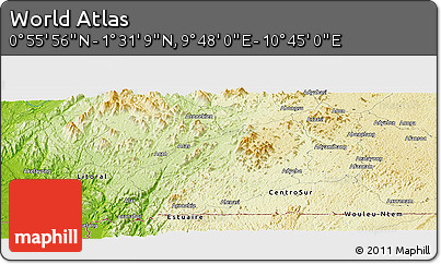 Physical Panoramic Map of the Area around 1° 13' 33" N, 10° 16' 30" E
