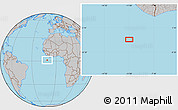Gray Location Map of the area around 1° 13' 33" N, 10° 58' 29" W