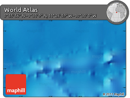 Physical Map of the Area around 1° 13' 33" N, 10° 58' 29" W