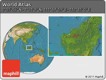 Satellite Location Map of the Area around 1° 13' 33" N, 112° 16' 30" E