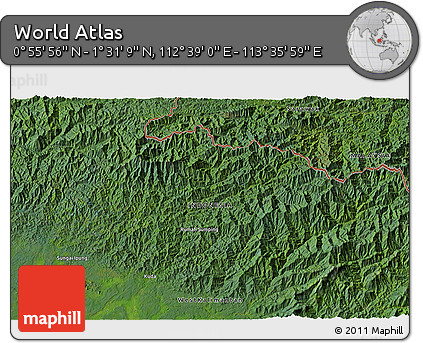 Satellite 3D Map of the Area around 1° 13' 33" N, 113° 7' 30" E