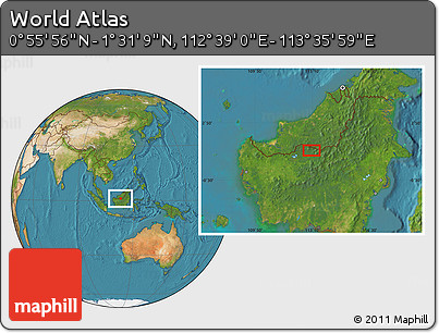 Satellite Location Map of the Area around 1° 13' 33" N, 113° 7' 30" E