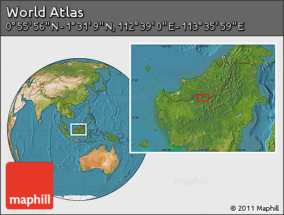 Satellite Location Map of the Area around 1° 13' 33" N, 113° 7' 30" E
