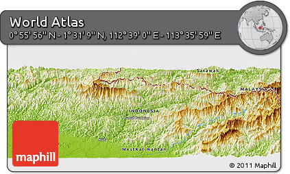 Physical Panoramic Map of the Area around 1° 13' 33" N, 113° 7' 30" E