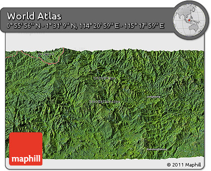 Satellite 3D Map of the Area around 1° 13' 33" N, 114° 49' 29" E