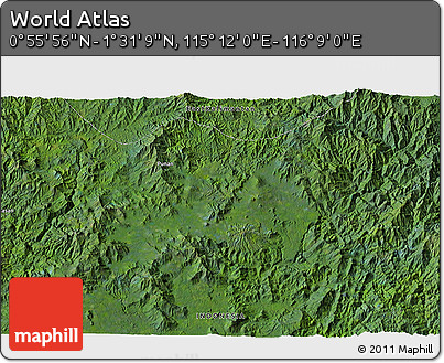 Satellite 3D Map of the Area around 1° 13' 33" N, 115° 40' 30" E
